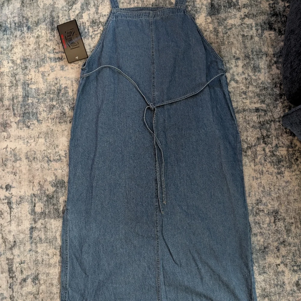 NWT Vintage Blue Founded 1989 Women's Denim Jumper Dress Tie Back Pinafore Sz 16 - Picture 6 of 9